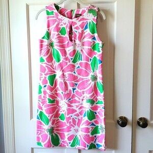 JUST TAYLOR TROPICAL FLORAL COTTON SHEATH DRESS SIZE 6 PINK